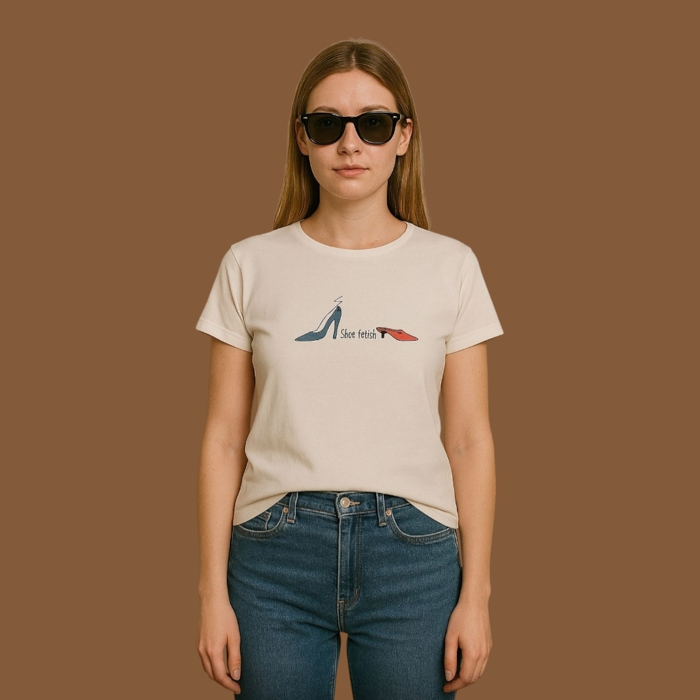 👠✨ White Graphic Tee 'Shoe Fetish' by PMS Shop Dize Large